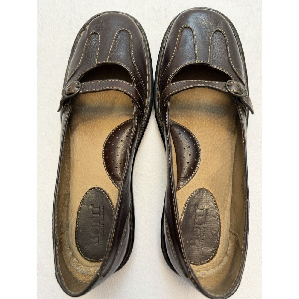 Born Women's Brown Mary Jane Shoes Leather US 7.5, EU 38.5 Padded Comfort